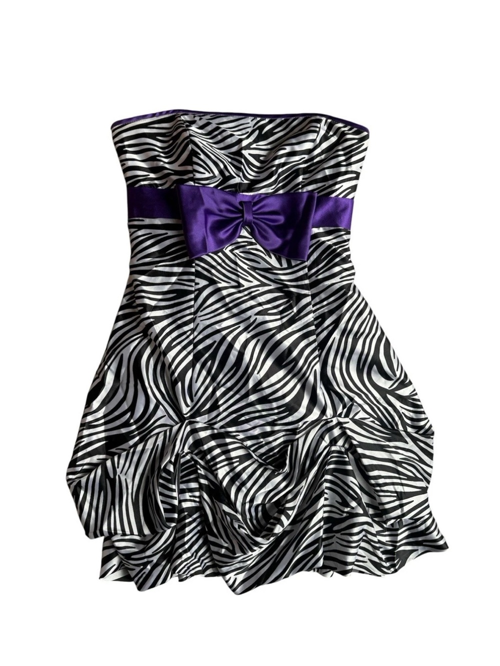 Jessica McClintock Gunne Sax Size 3 Zebra Animal Print Vintage Strapless Dress